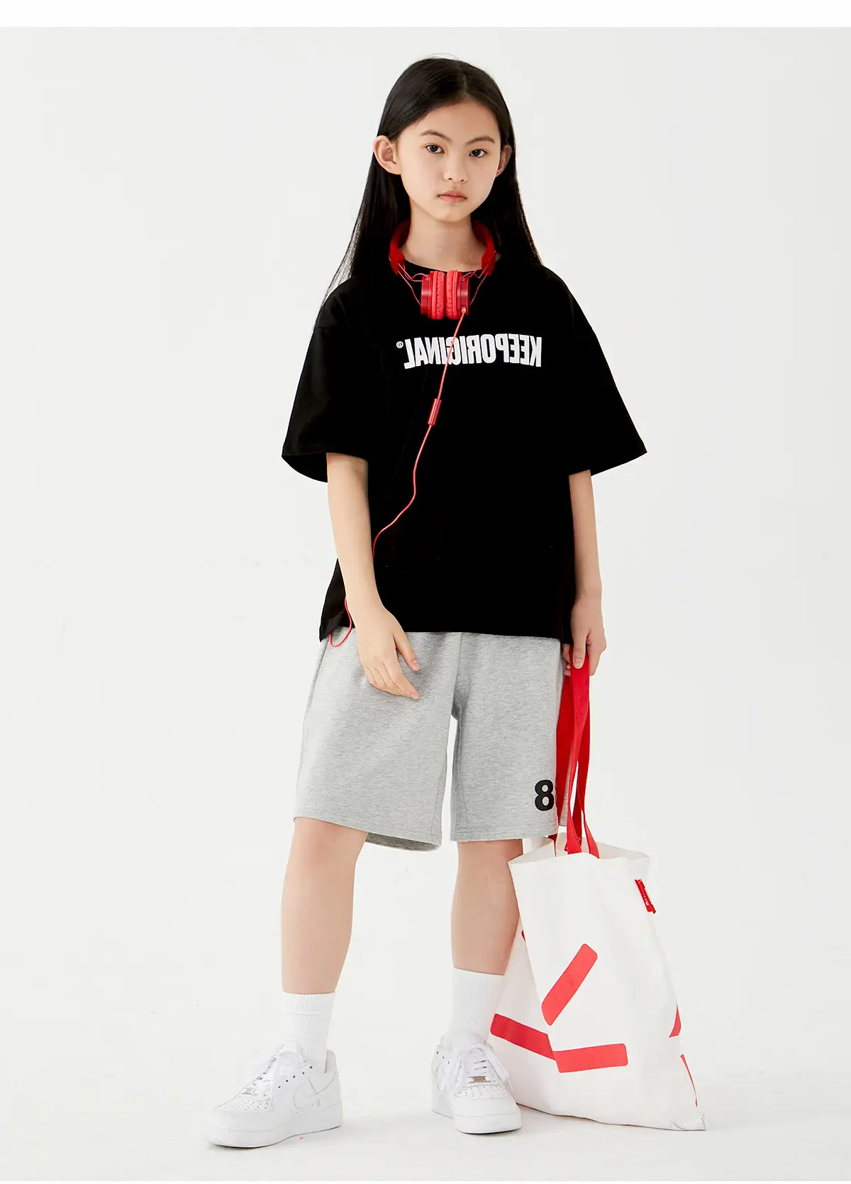 Black Letter Printed Cotton Shorts Set for Boys Girls — feature 19