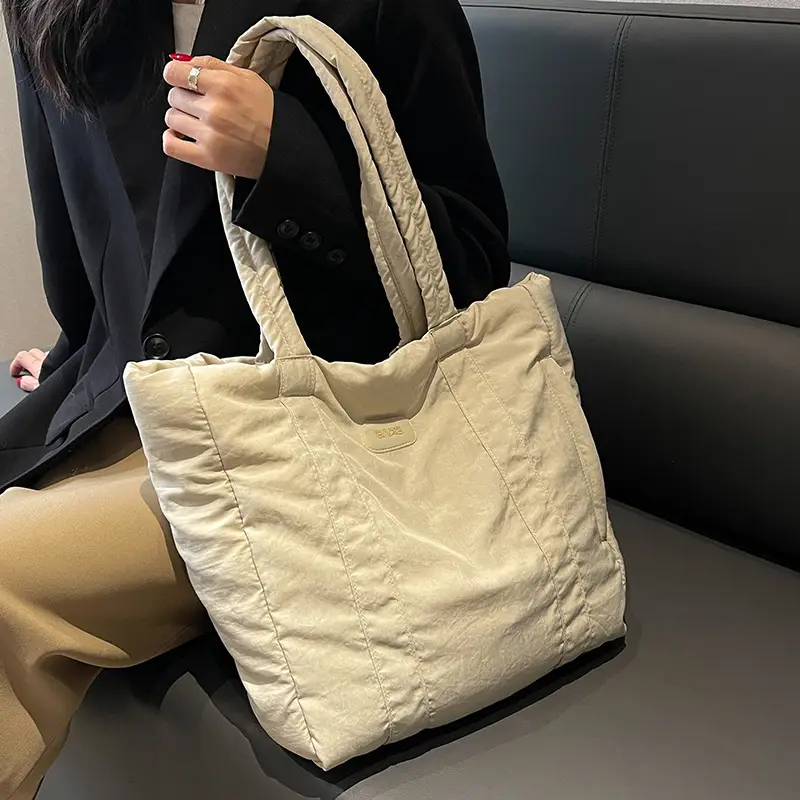 Women's Large Capacity Cloth Tote Bag Cream 2026 - Image 5
