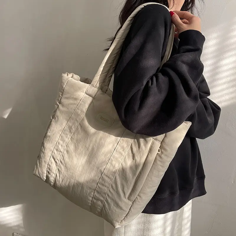 Women's Large Capacity Cloth Tote Bag Cream 2026 - Image 7