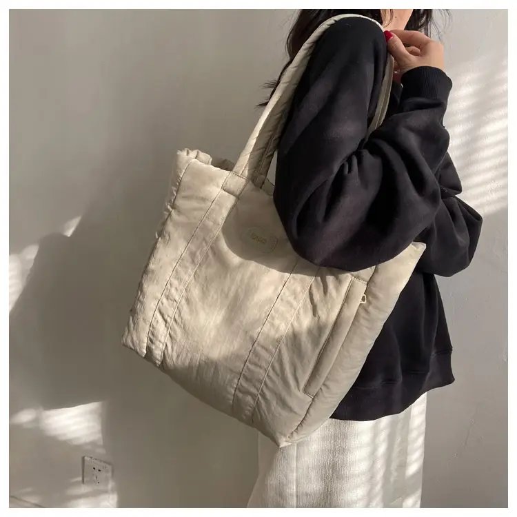 Women's Large Capacity Cloth Tote Bag Cream 2026 — feature 17