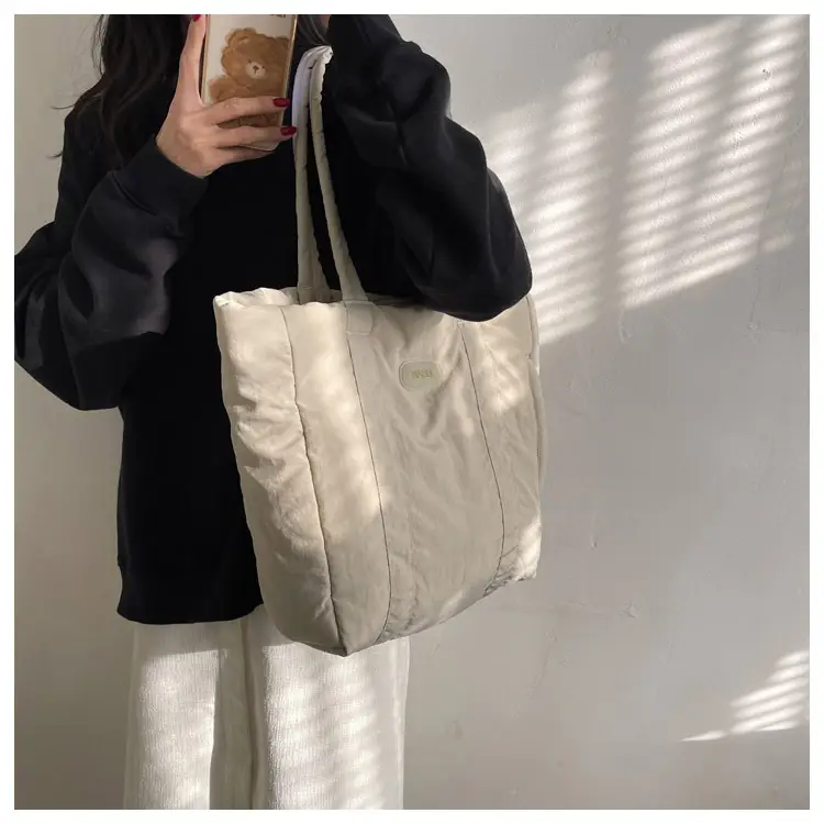 Women's Large Capacity Cloth Tote Bag Cream 2026 — feature 18