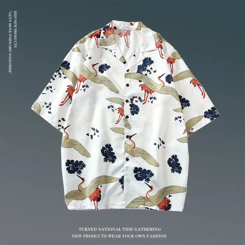Hawaiian Floral Shirt for Men Loose Sleeve Casual Beach Wear — feature 12