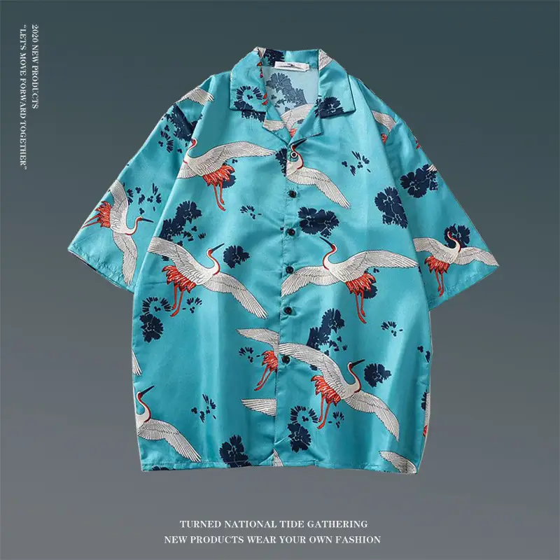 Hawaiian Floral Shirt for Men Loose Sleeve Casual Beach Wear — feature 14