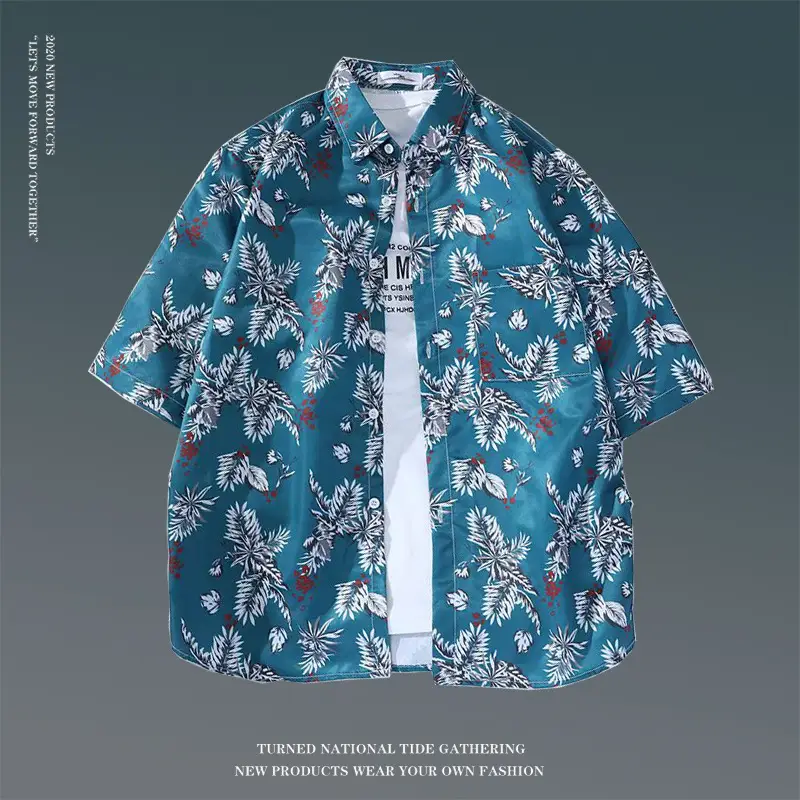 Hawaiian Floral Shirt for Men Loose Sleeve Casual Beach Wear — feature 25