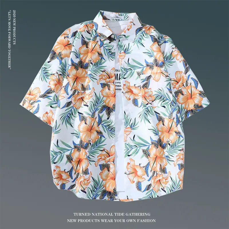 Hawaiian Floral Shirt for Men Loose Sleeve Casual Beach Wear — feature 28