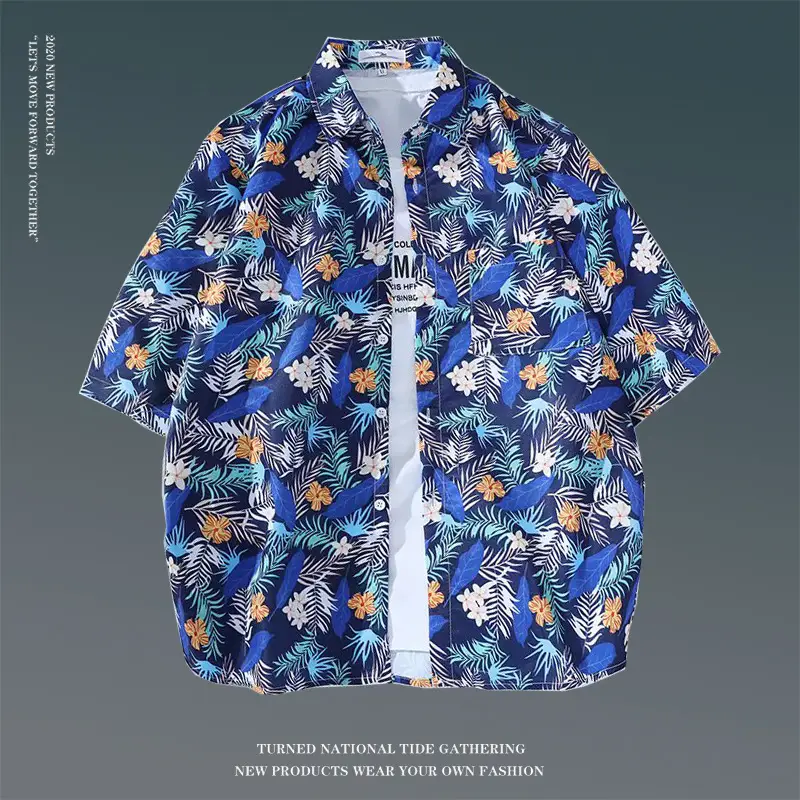 Hawaiian Floral Shirt for Men Loose Sleeve Casual Beach Wear — feature 30