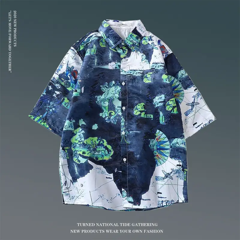 Hawaiian Floral Shirt for Men Loose Sleeve Casual Beach Wear