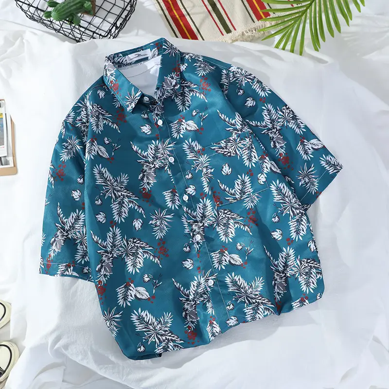Hawaiian Floral Shirt for Men Loose Sleeve Casual Beach Wear