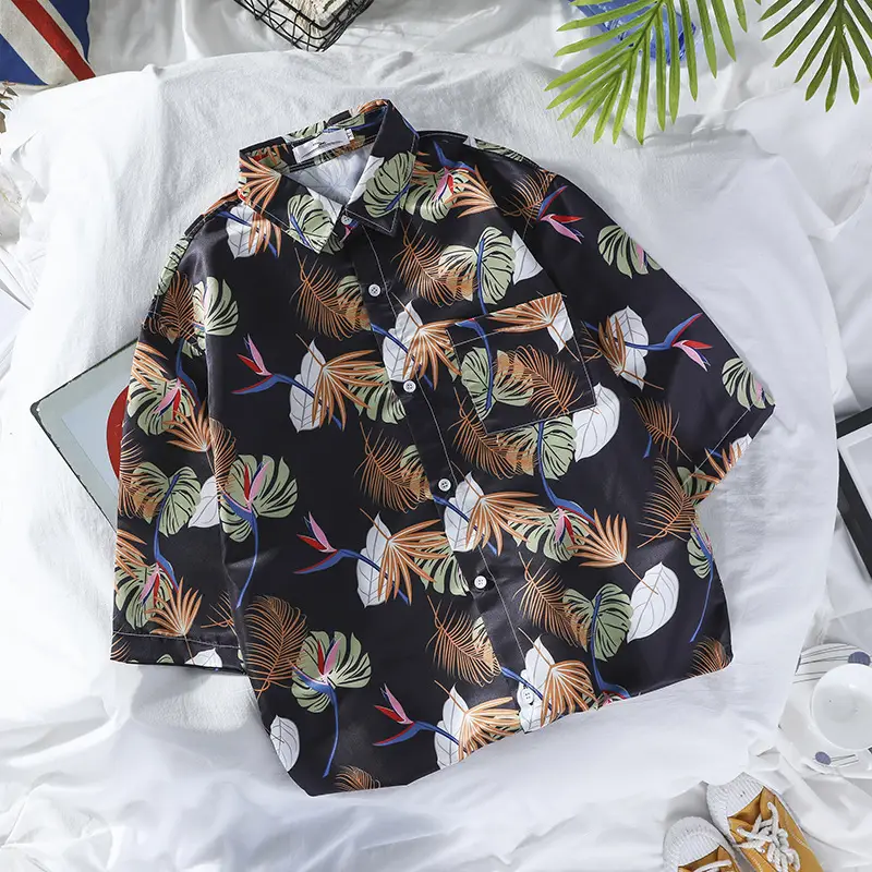 Hawaiian Floral Shirt for Men Loose Sleeve Casual Beach Wear