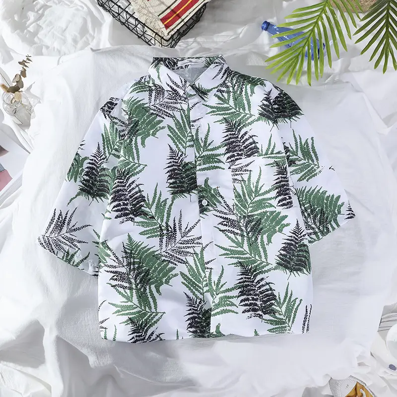 Hawaiian Floral Shirt for Men Loose Sleeve Casual Beach Wear
