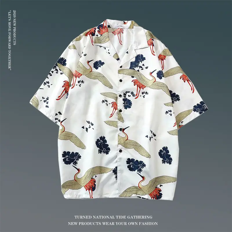 Hawaiian Floral Shirt for Men Loose Sleeve Casual Beach Wear