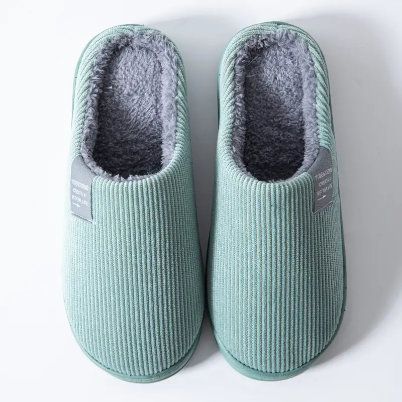 Cotton slippers women's autumn and winter non-slip warm fleece-lined thick bottom indoor home home couple confinement plush shoes men