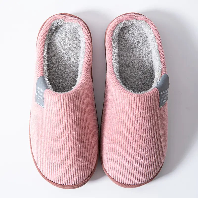 Cotton slippers women's autumn and winter non-slip warm fleece-lined thick bottom indoor home home couple confinement plush shoes men