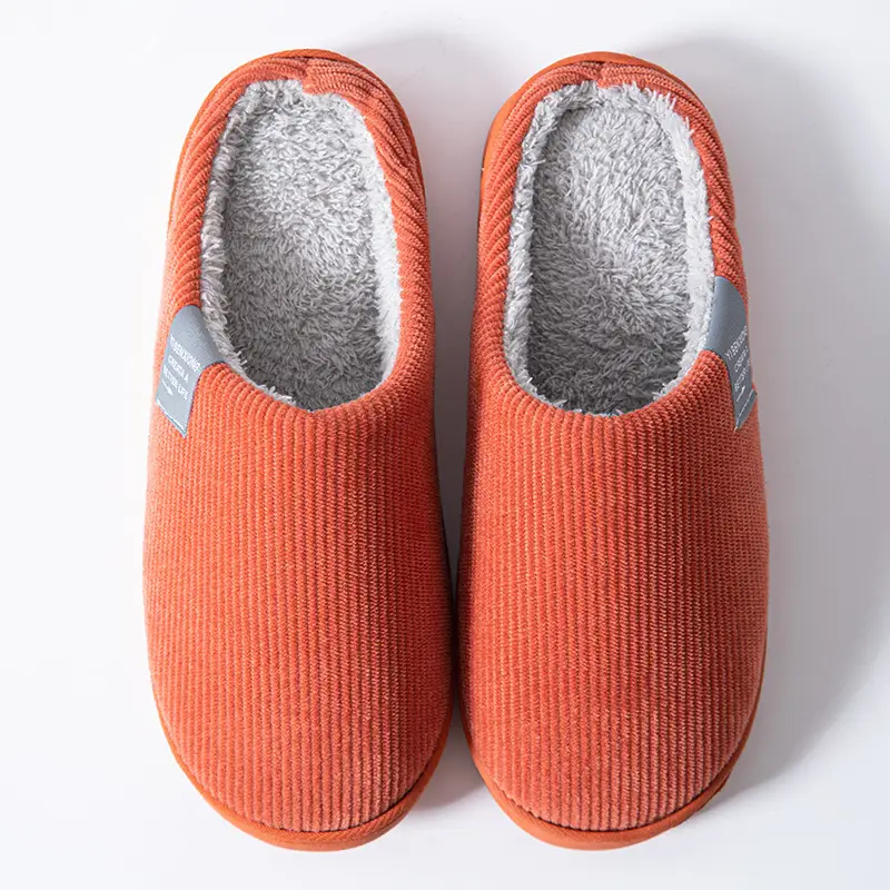 Cotton slippers women's autumn and winter non-slip warm fleece-lined thick bottom indoor home home couple confinement plush shoes men