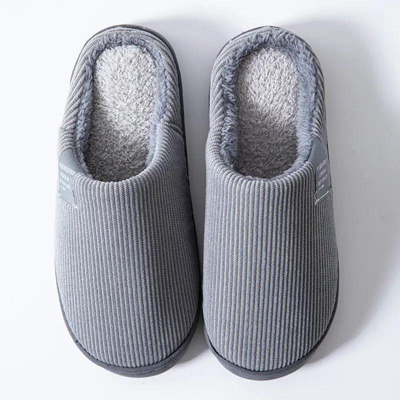 Cotton slippers women's autumn and winter non-slip warm fleece-lined thick bottom indoor home home couple confinement plush shoes men