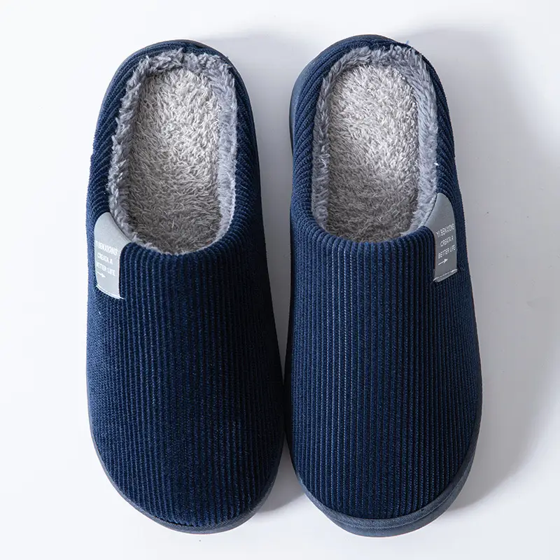 Cotton slippers women's autumn and winter non-slip warm fleece-lined thick bottom indoor home home couple confinement plush shoes men
