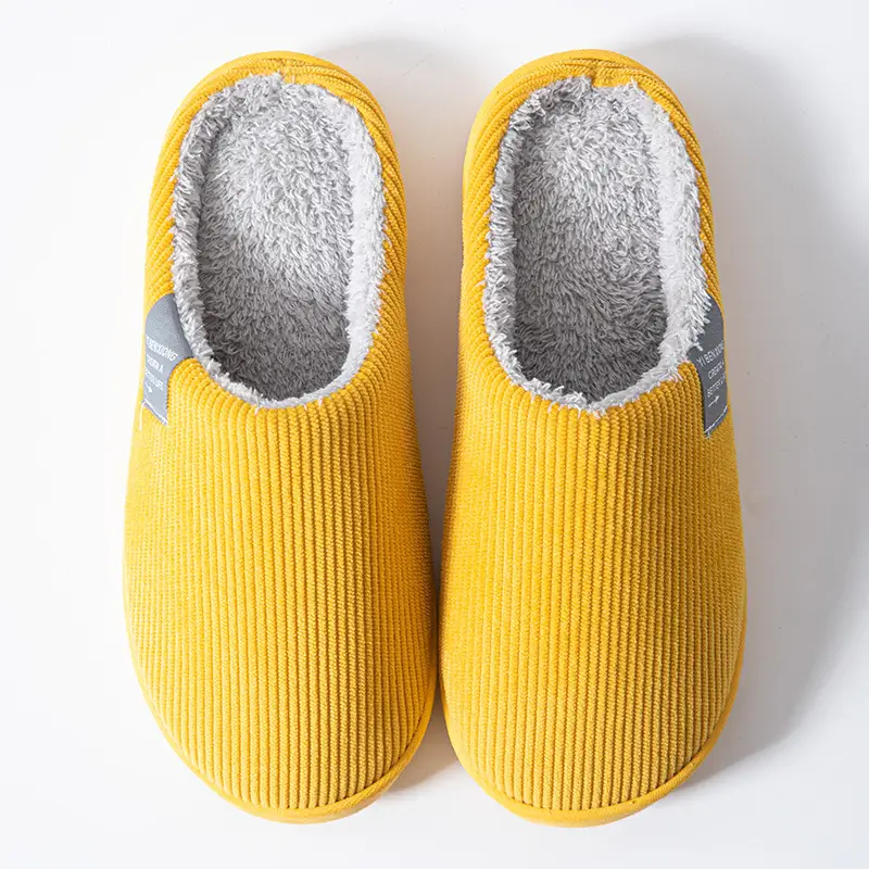 Cotton slippers women's autumn and winter non-slip warm fleece-lined thick bottom indoor home home couple confinement plush shoes men