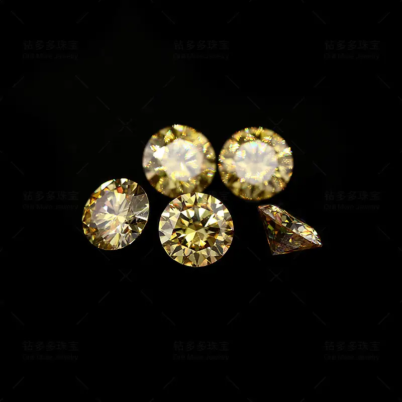 Golden 6.5mm Colored Moissanite Ring - Image 4