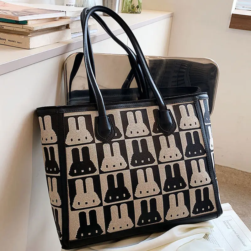 Women's Large Capacity Rabbit Print Tote Bag - Image 3