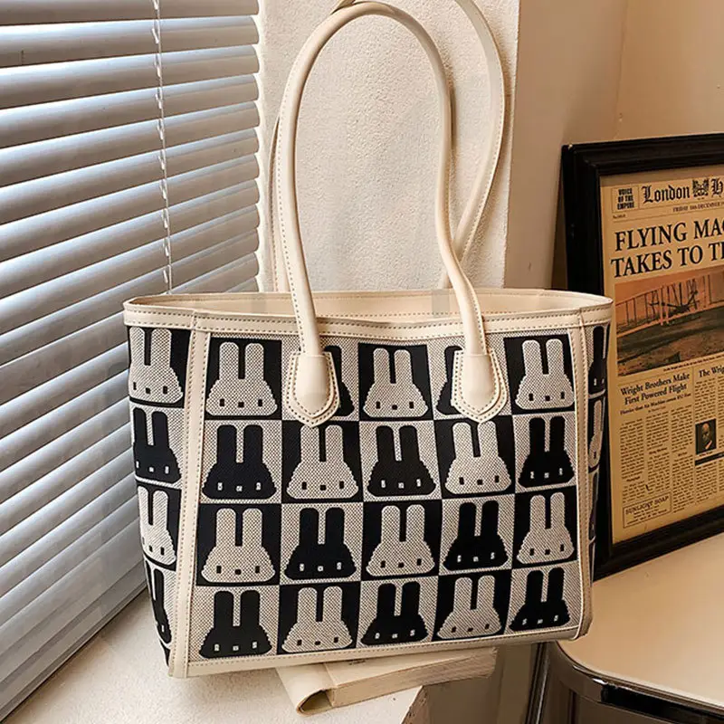 Women's Large Capacity Rabbit Print Tote Bag - Image 5