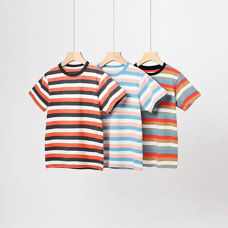 Kids Striped Short Sleeve T-Shirt Blue White - Image 7