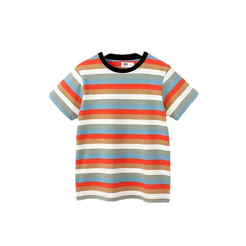Kids Striped Short Sleeve T-Shirt Blue White - Image 10