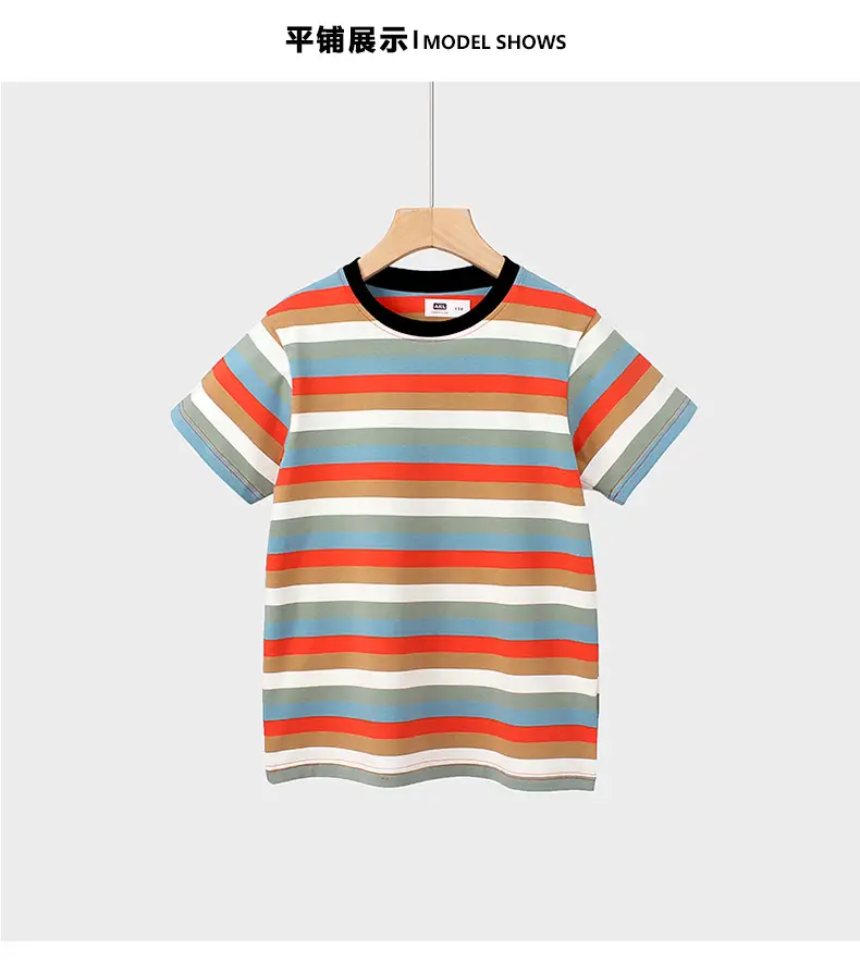 Kids Striped Short Sleeve T-Shirt Blue White — feature 35