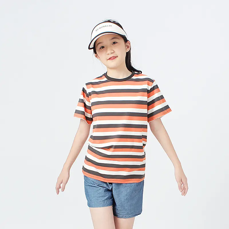 Kids Striped Short Sleeve T-Shirt Blue White - Image 4