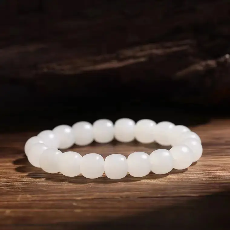 Natural White Jade Buddha Bracelet for Men Women