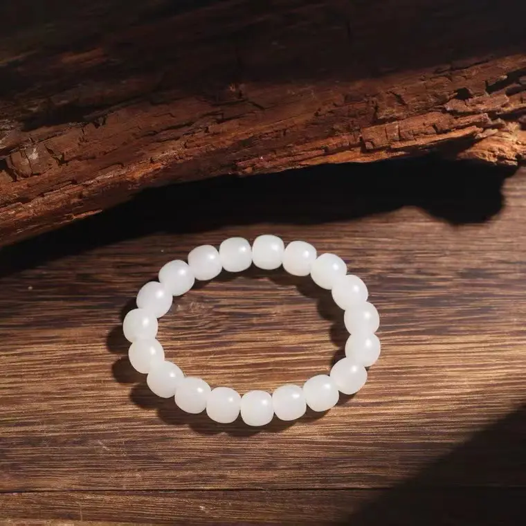 Natural White Jade Buddha Bracelet for Men Women