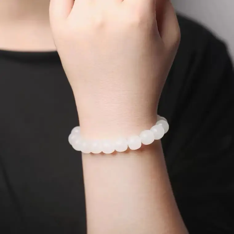 Natural White Jade Buddha Bracelet for Men Women