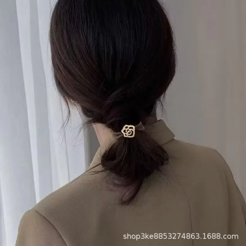 Leather Band Hair Ties for Women Black Brown Gold Heart Bow Crown - Image 7