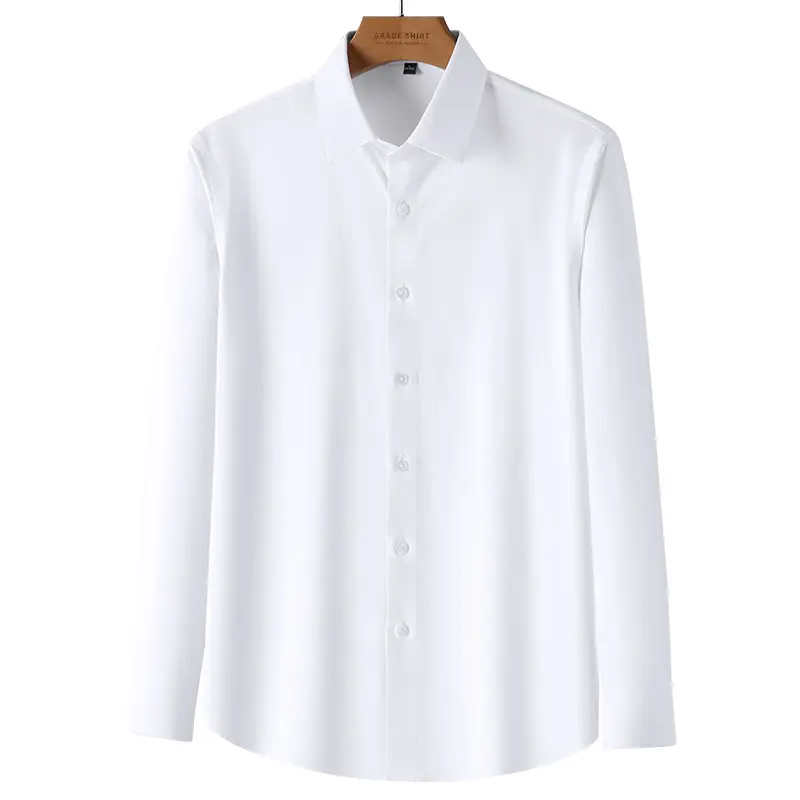 Men's Pure Blue Striped Formal Shirt Long Sleeve Spring Autumn - Image 16