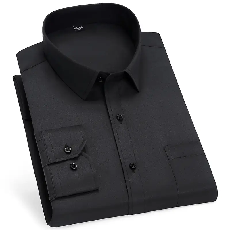 Men's Pure Blue Striped Formal Shirt Long Sleeve Spring Autumn - Image 13