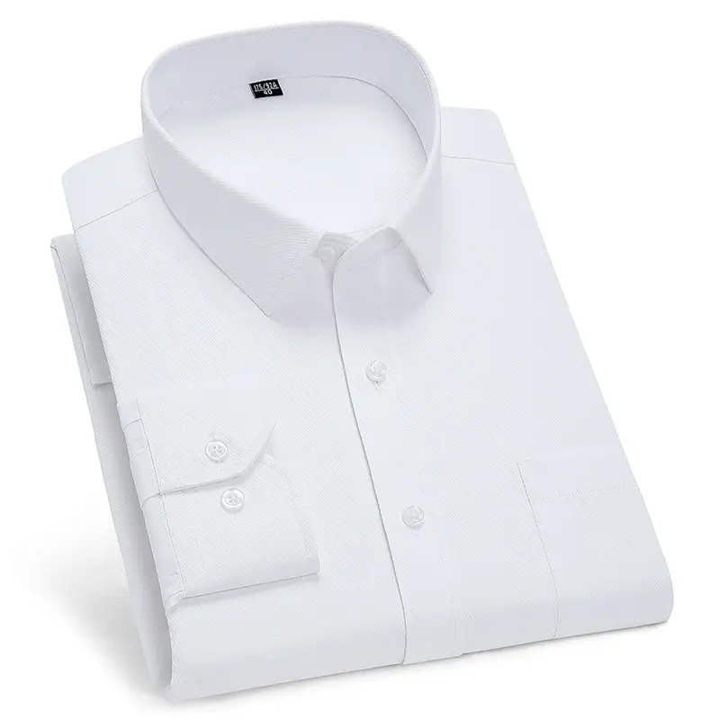 Men's Pure Blue Striped Formal Shirt Long Sleeve Spring Autumn - Image 2