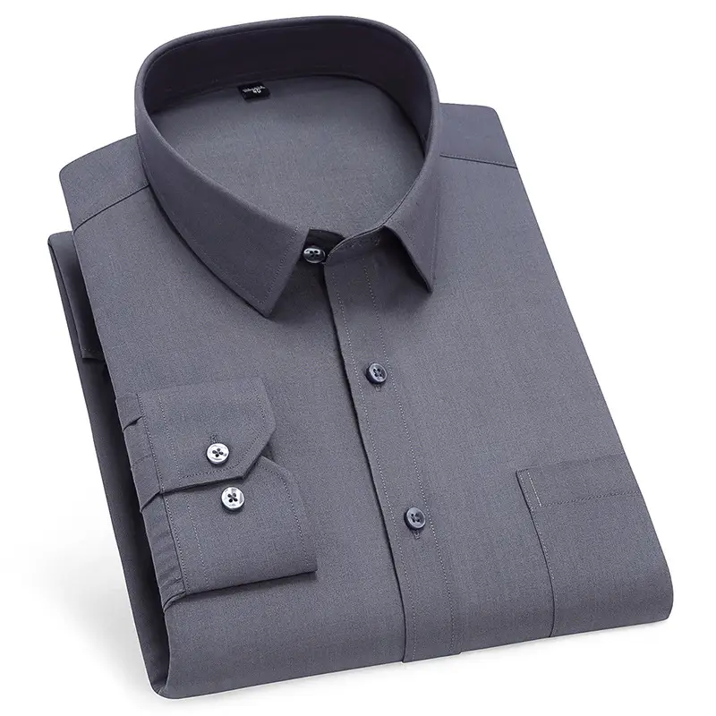 Men's Pure Blue Striped Formal Shirt Long Sleeve Spring Autumn - Image 6