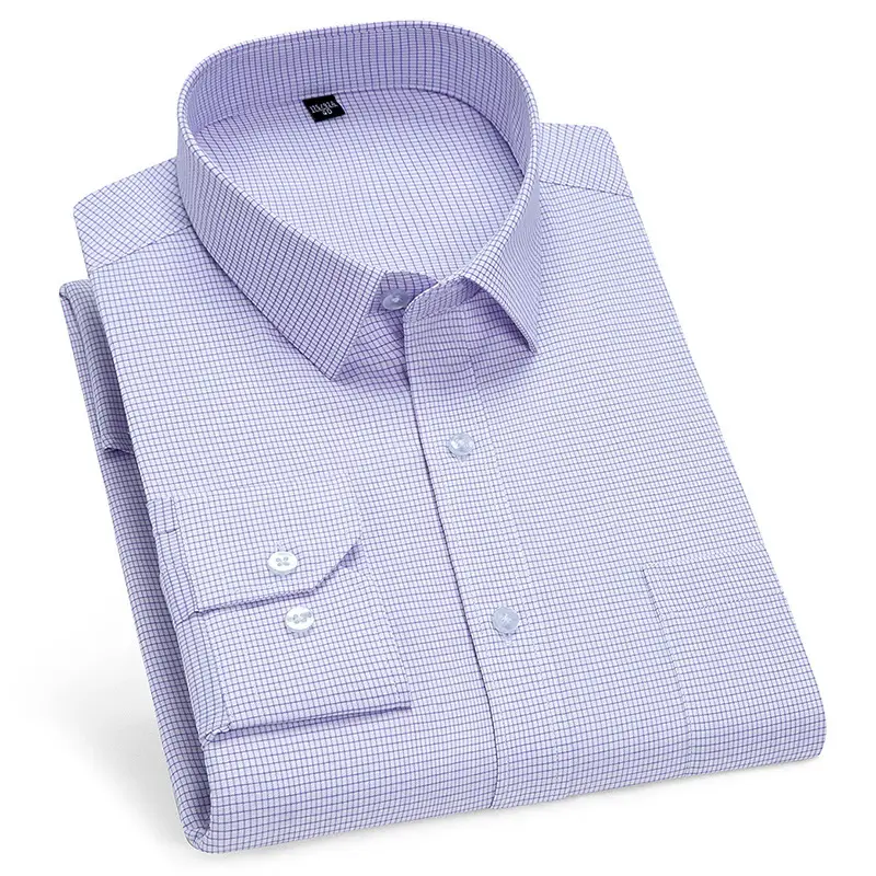 Men's Pure Blue Striped Formal Shirt Long Sleeve Spring Autumn - Image 9