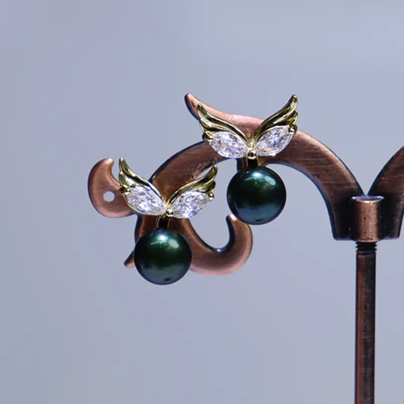Freshwater Pearl Earrings for Women Wholesale Elegant Angel Wings - Image 8