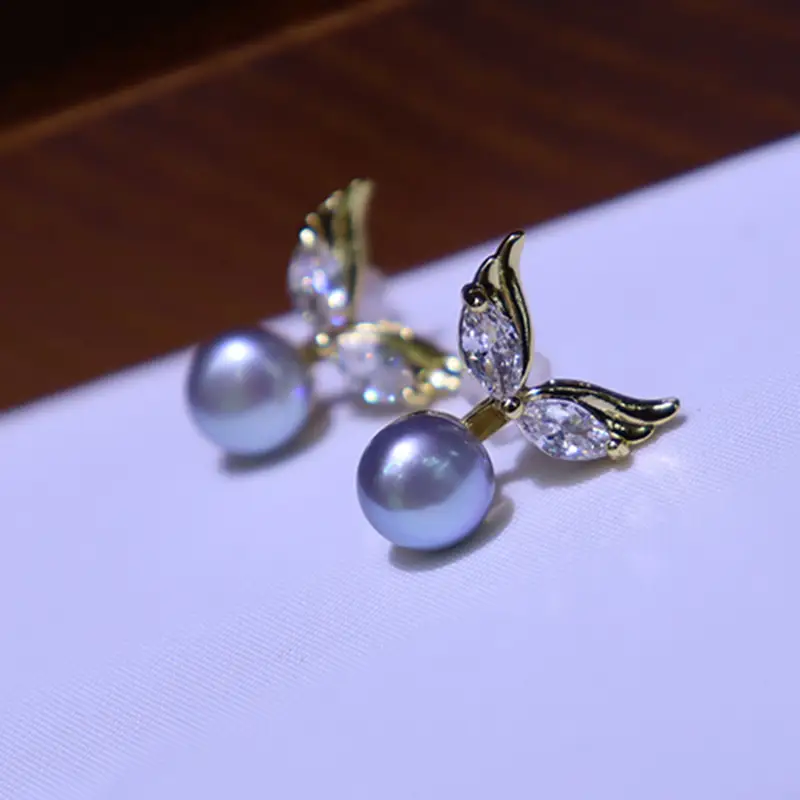 Freshwater Pearl Earrings for Women Wholesale Elegant Angel Wings - Image 6