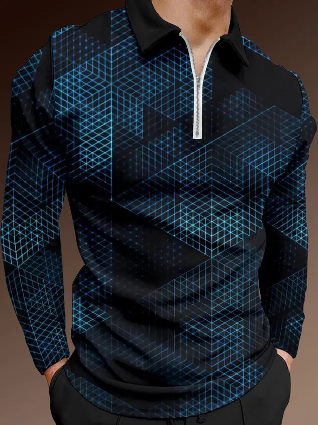2025 Men's Digital Print Polo Shirt Large Lapel - Image 11