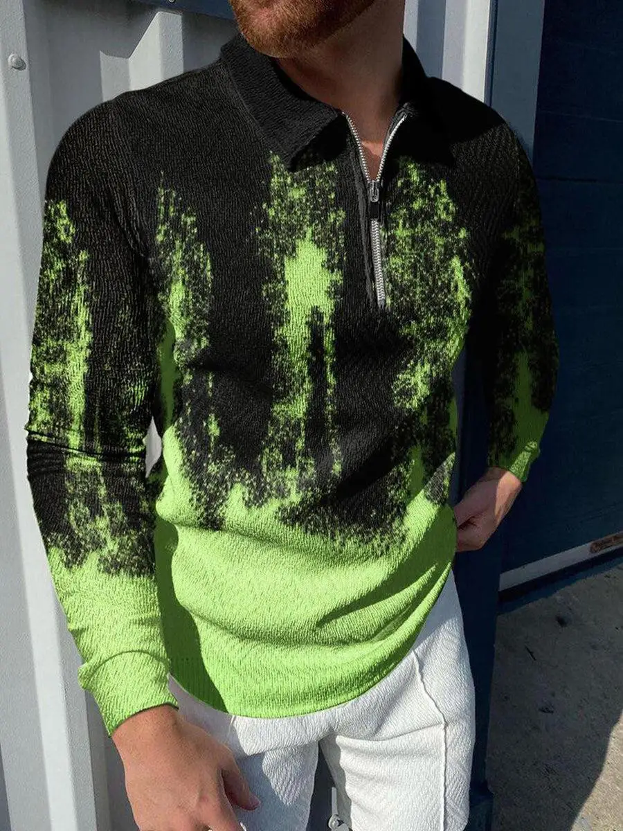 2025 Men's Digital Print Polo Shirt Large Lapel - Image 8
