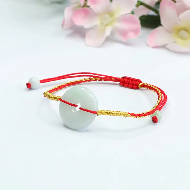 Guan Yu Natural Burmese Jade Peace Pendant Bracelet - Image 3
