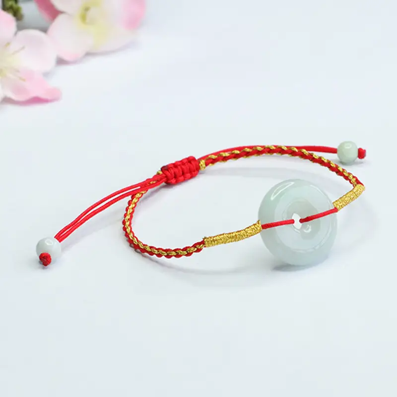 Guan Yu Natural Burmese Jade Peace Pendant Bracelet - Image 4