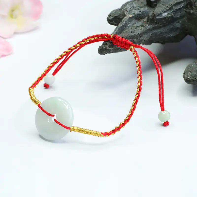 Guan Yu Natural Burmese Jade Peace Pendant Bracelet - Image 5