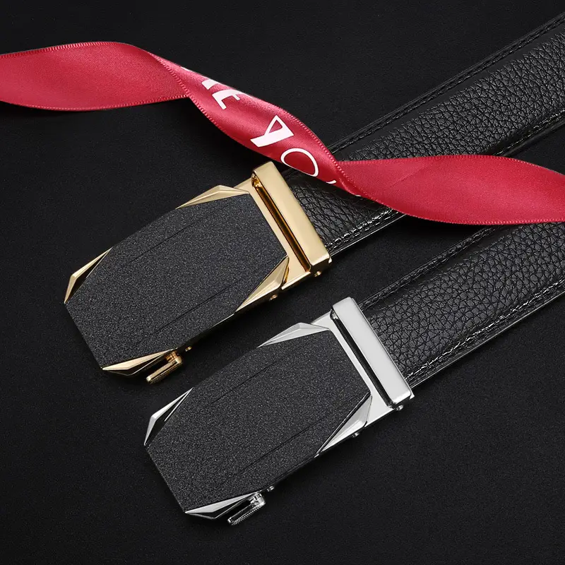 Men's Black Leather Belt with Silver Buckle - Image 4