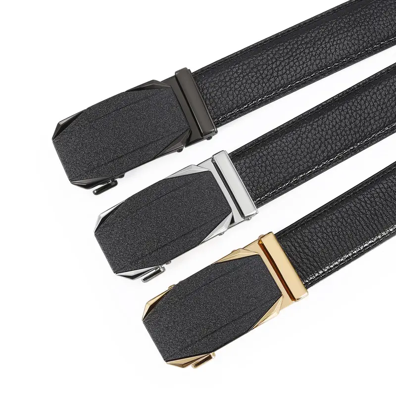 Men's Black Leather Belt with Silver Buckle - Image 6