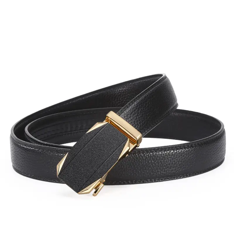 Men's Black Leather Belt with Silver Buckle - Image 8