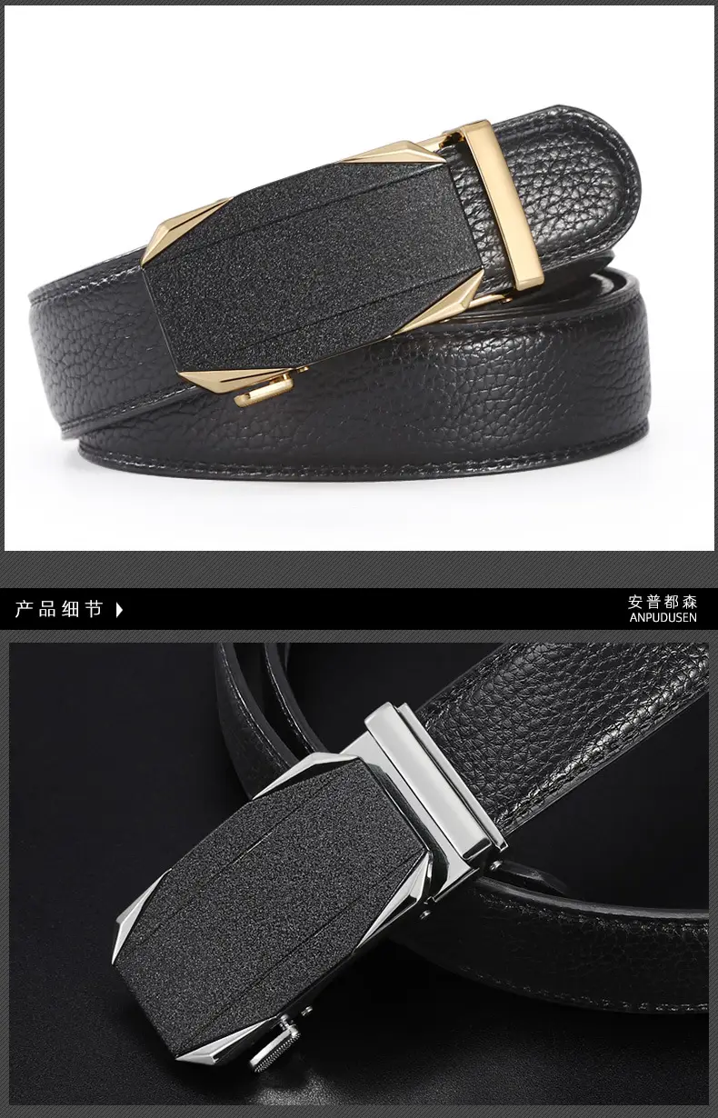 Men's Black Leather Belt with Silver Buckle β feature 7