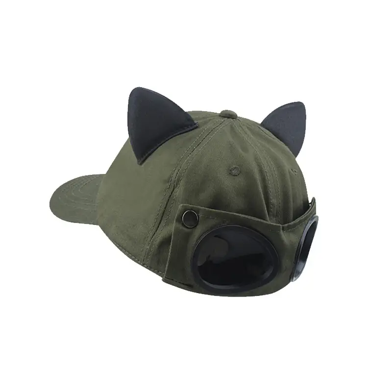 Cat Ears Aviator Glasses Cap Green Men's Spring Summer - Image 5
