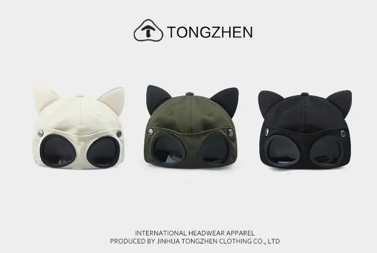 Cat Ears Aviator Glasses Cap Green Men's Spring Summer — feature 2
